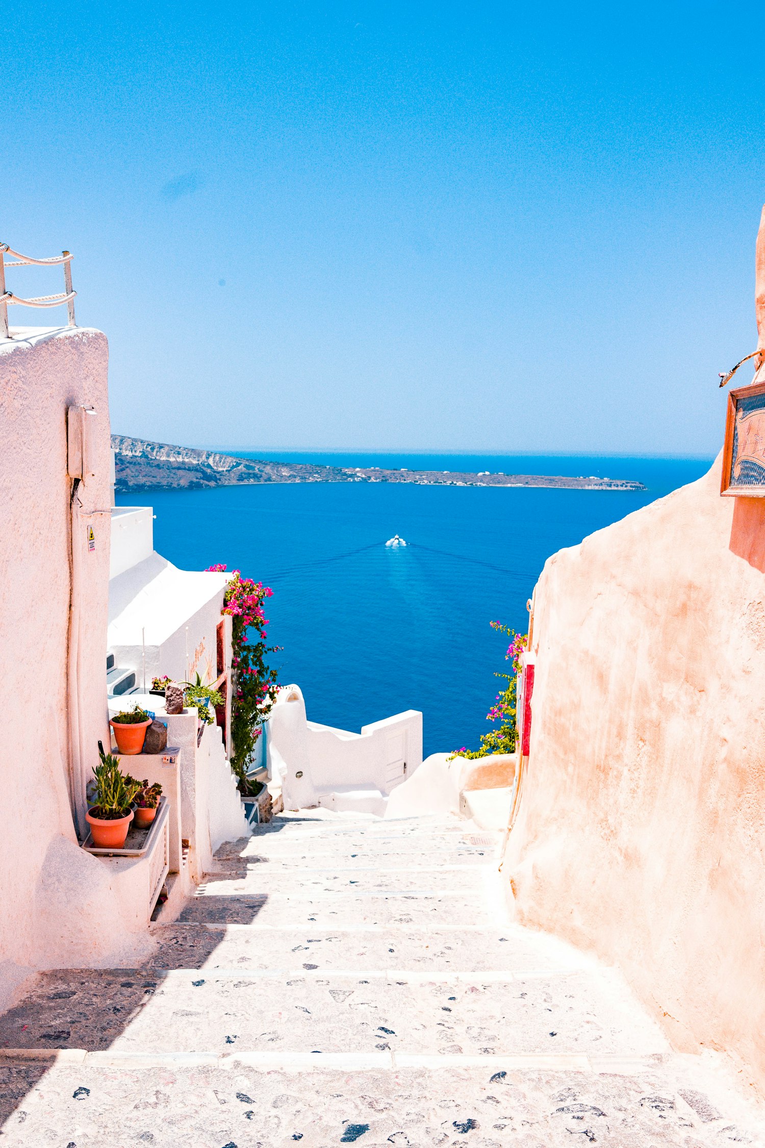 A sunlit European coastal town