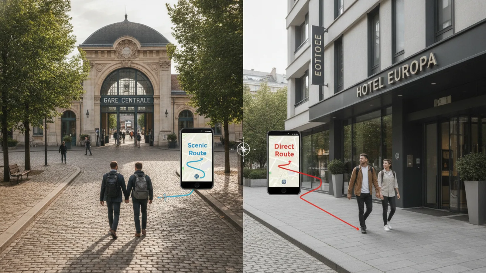 Comparing Station To Hotel Walking Routes